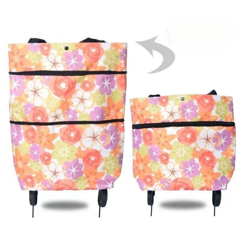 Foldable shopping bag on wheels