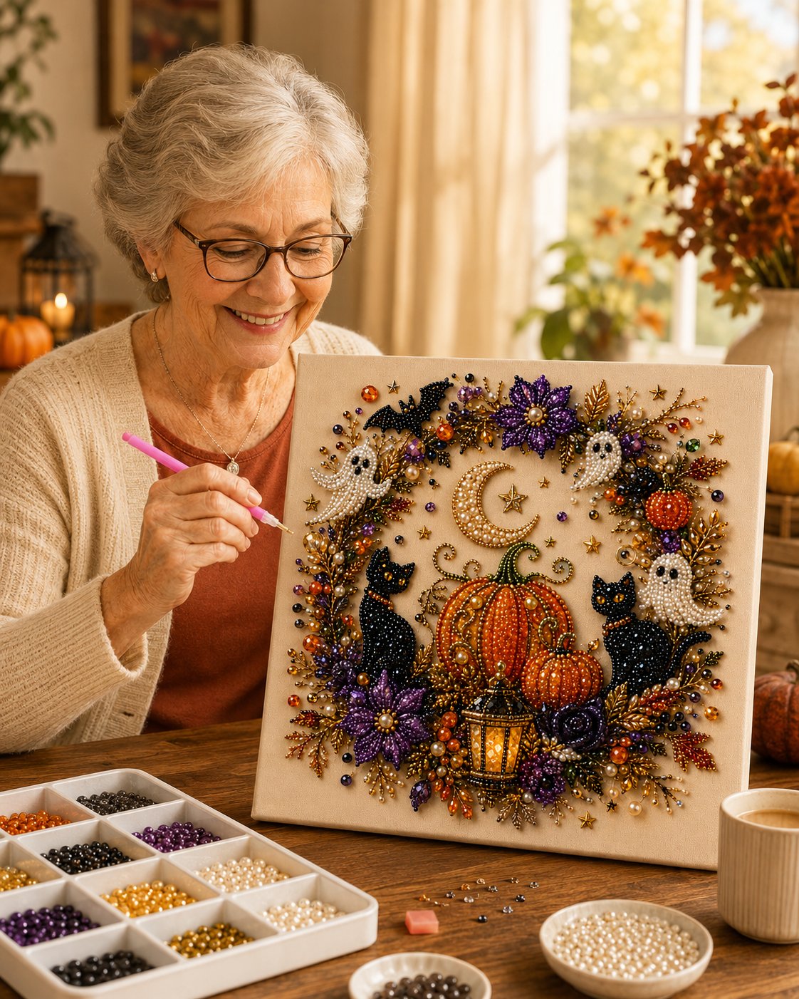 ๐ฅ Last day of 49% off โ ๐ปโจ Halloween Bead Art DIY Kit โ Turn tiny beads into spooky-cute magic