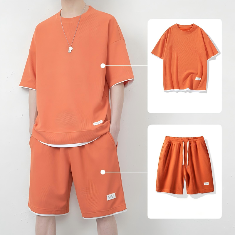 π Limited-time 50% off! π Men's Waffle Knit T-shirt and Shorts Set β Cool and comfortable fabric, loose fit design π