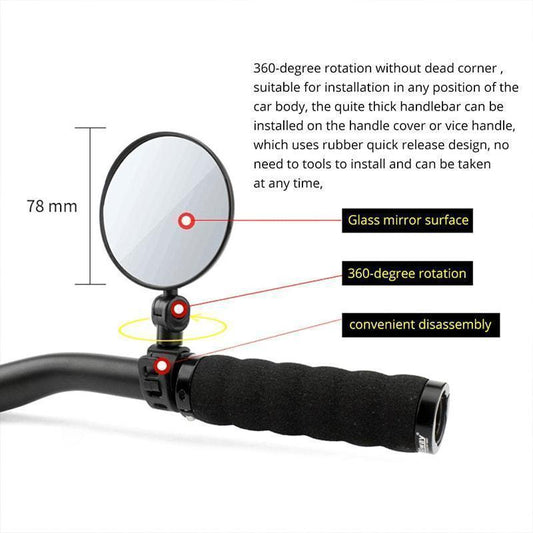 360-degree rotating rearview mirror🚴♂️🔎
