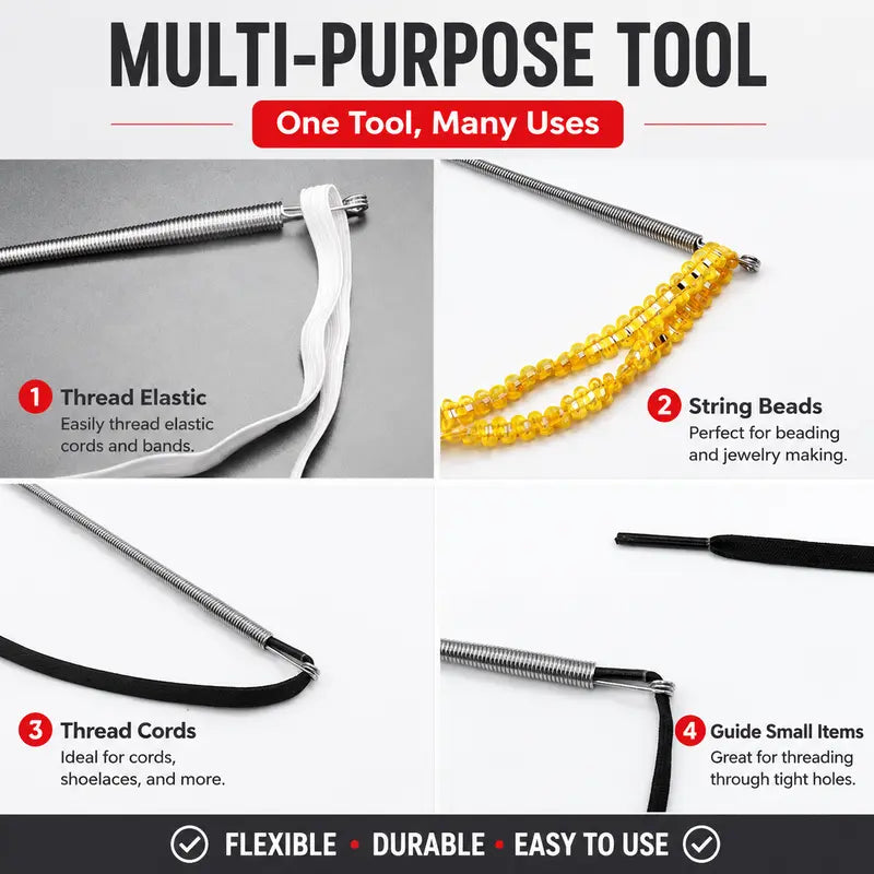 🧵 Flexible String Threading Tool - 5-Piece Stainless Steel String Repair Kit
