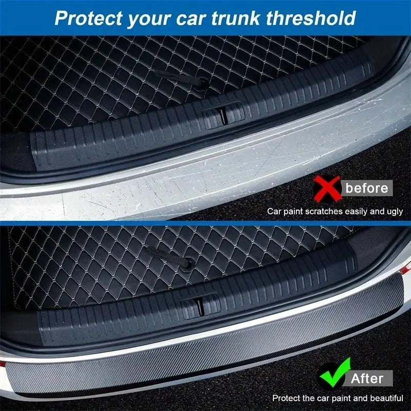 Car door protective film—scratch-resistant and impact-resistant 3D carbon fiber textured vinyl film with self-adhesive backing.