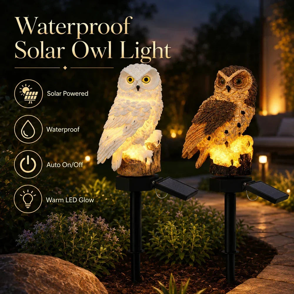 🦉 Light up your garden path today with these solar-powered owl path lights!
