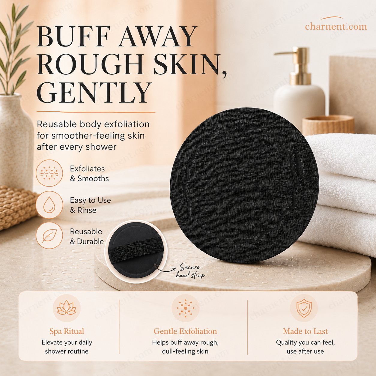 🚿🧽 Soft rubber bath brush – Gentle yet effective at removing dead skin cells and cleansing all skin types