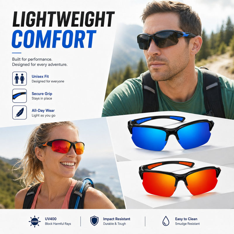 😎Polarisierte UV400-Sportbrille – Unisex-Brille für Outdoor-Aktivitäten und Autofahren