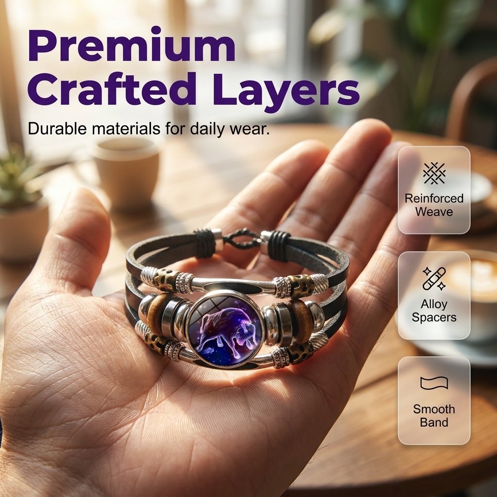 🌌 Trag dein Schicksal: Das Lederarmband mit den 12 Sternzeichen 🌌