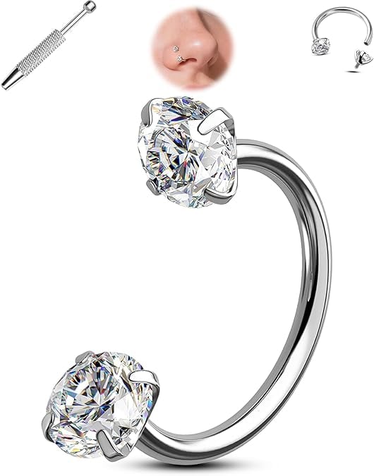 💎Hufeisenförmiger Nasenring – innenverschraubt und komfortabe