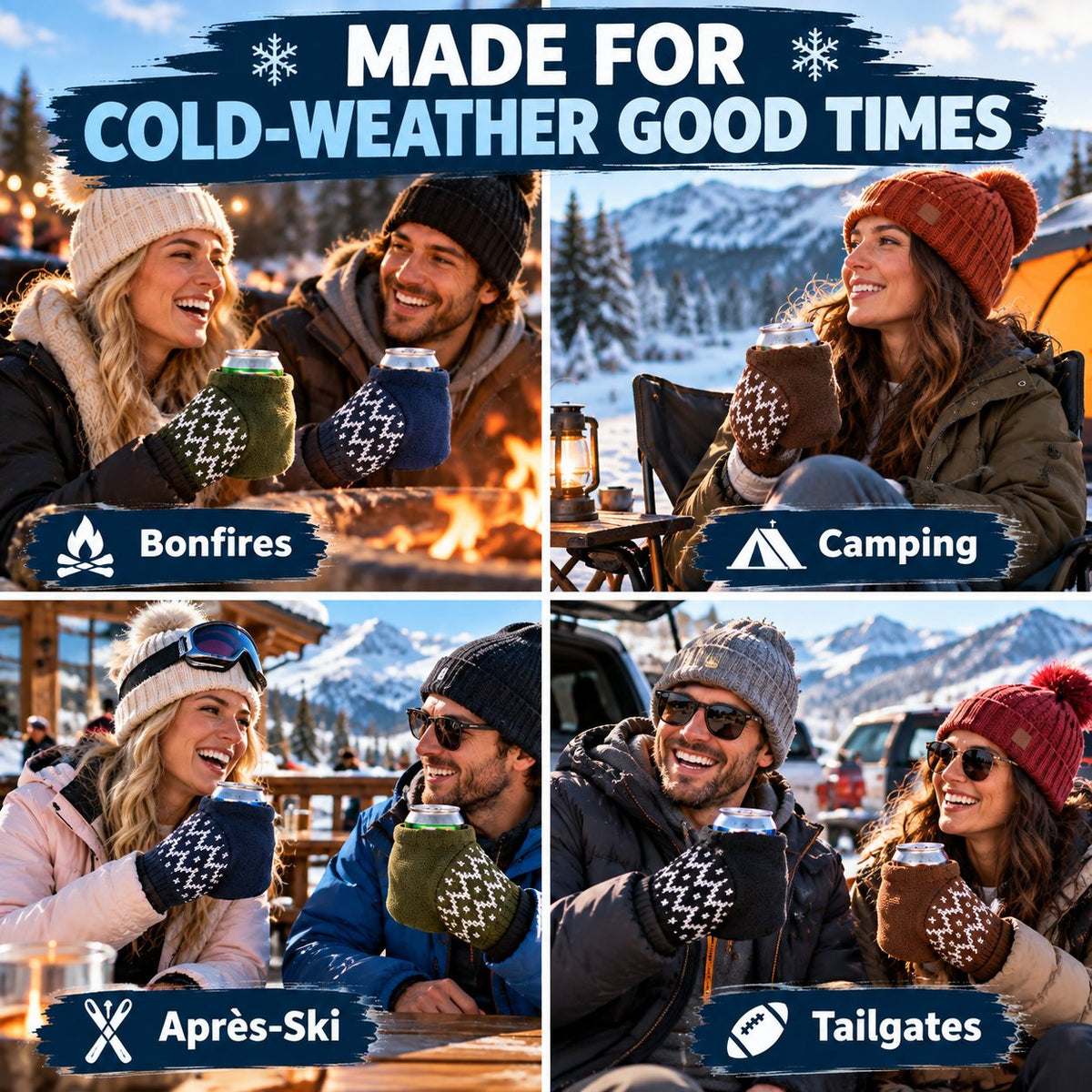 🧤🍻Knitted Insulated Beer Can Glove Mittens – Warm Hands, Cold Drinks