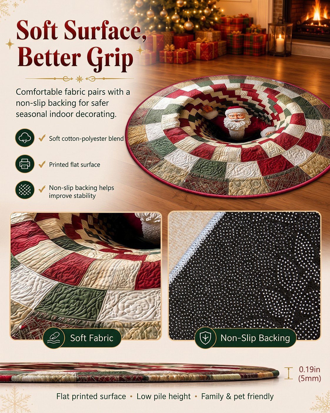 🎄3D Christmas Gnome Optical Illusion Round Rug | Fun Festive Home Decor Must‐Have⭐🏠🎁