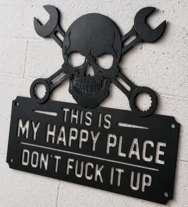 💀🛠️ „Das ist mein Glücksort“ – Wandbild aus Metall 🔥
