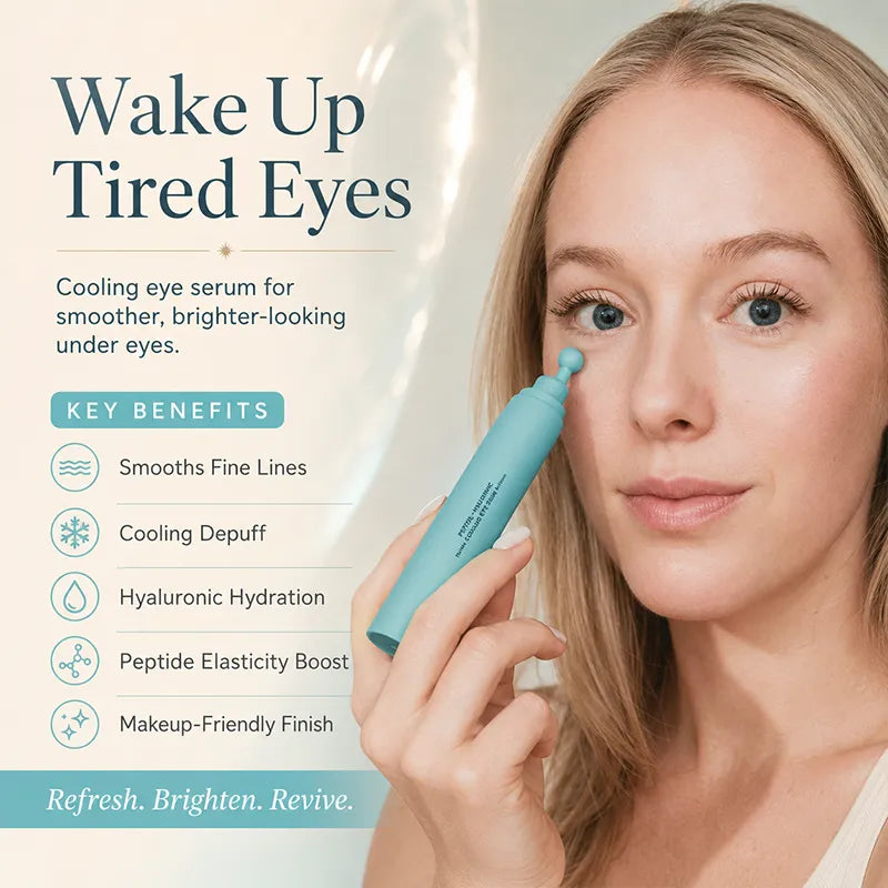 Peptide Eye Serum – A refreshing roll-on eye serum that targets puffiness, dark circles and wrinkles, enriched with peptides, hyaluronic acid, MSM and reishi mushroom extract