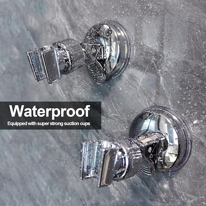 Adjustable Shower Head Holder - Removable Shower Head Holder with Suction Cup - No Drilling Shower Head Holder