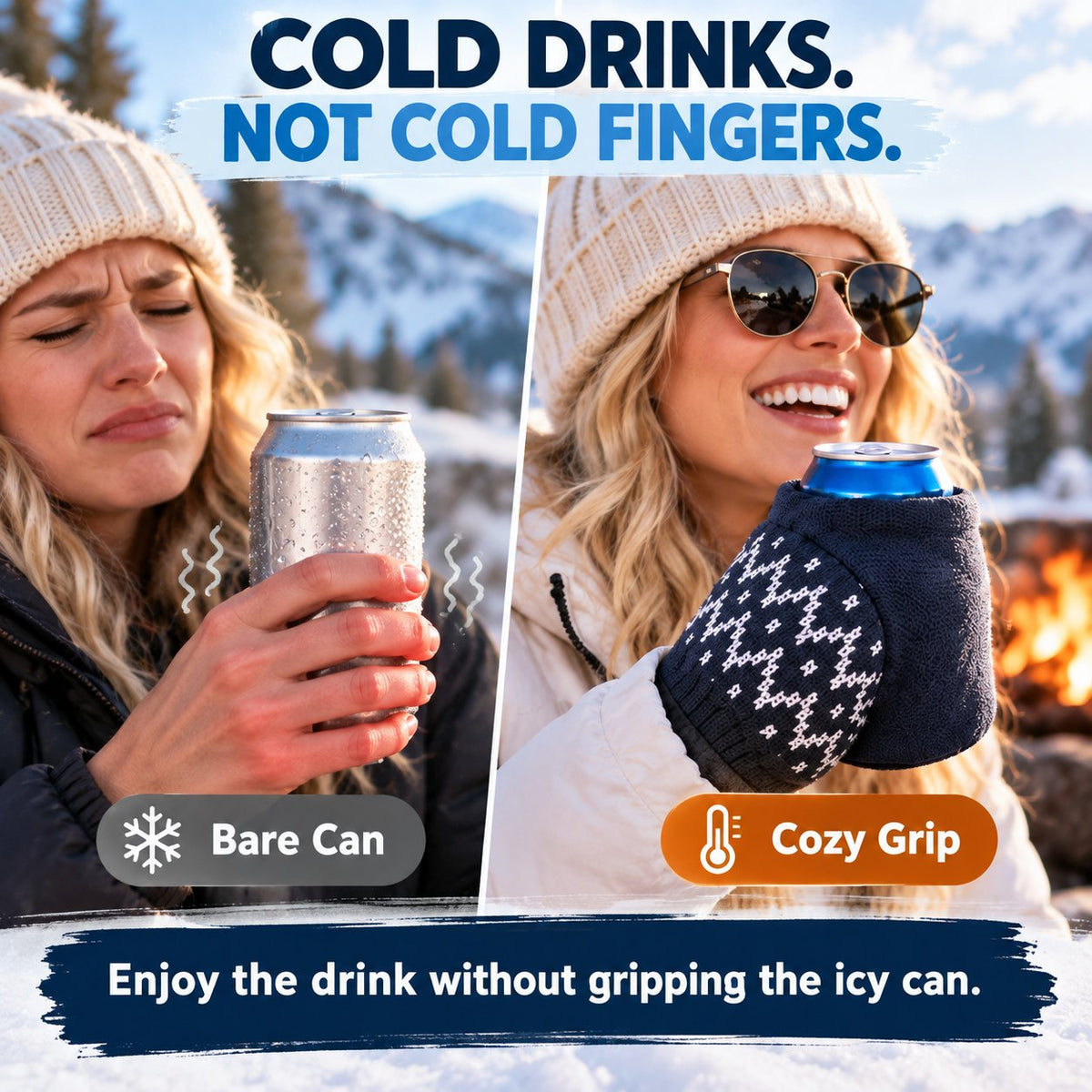 🧤🍻Knitted Insulated Beer Can Glove Mittens – Warm Hands, Cold Drinks