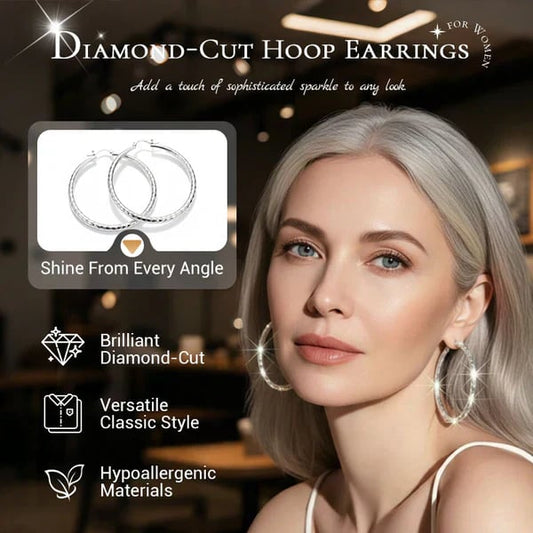 🎉Buy One, Get One Free 🎁 Women's Diamond-Cut Hoop Earrings — Elegant & Sparkling 💎