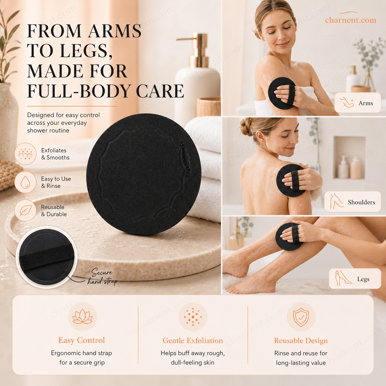 🚿🧽 Soft rubber bath brush – Gentle yet effective at removing dead skin cells and cleansing all skin types