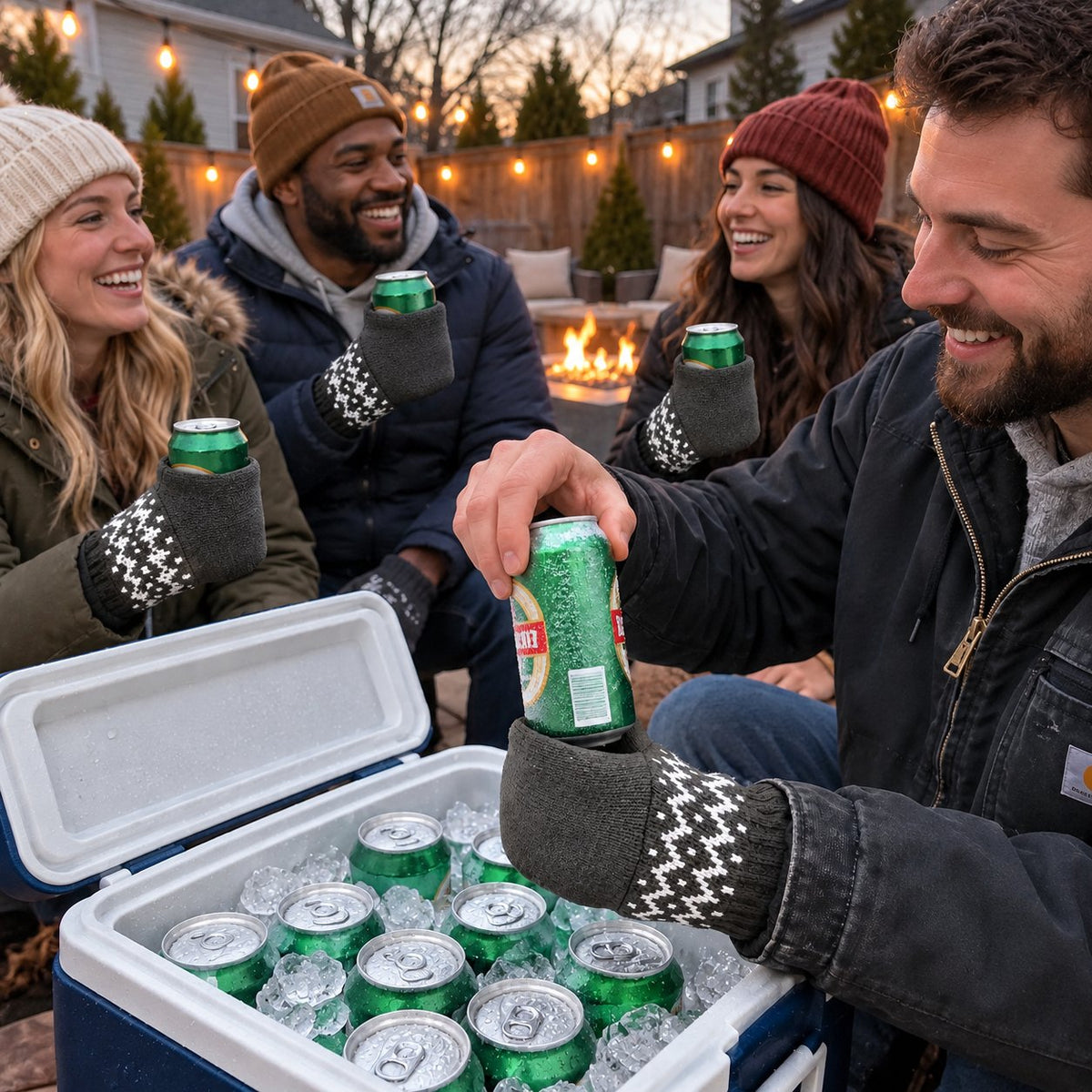 🧤🍻Knitted Insulated Beer Can Glove Mittens – Warm Hands, Cold Drinks