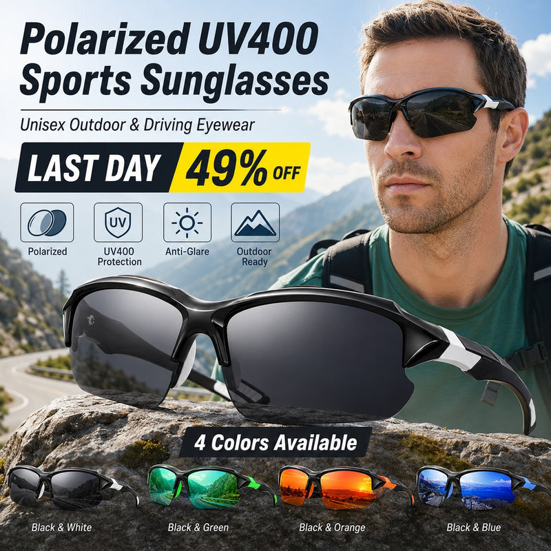😎Polarisierte UV400-Sportbrille – Unisex-Brille für Outdoor-Aktivitäten und Autofahren