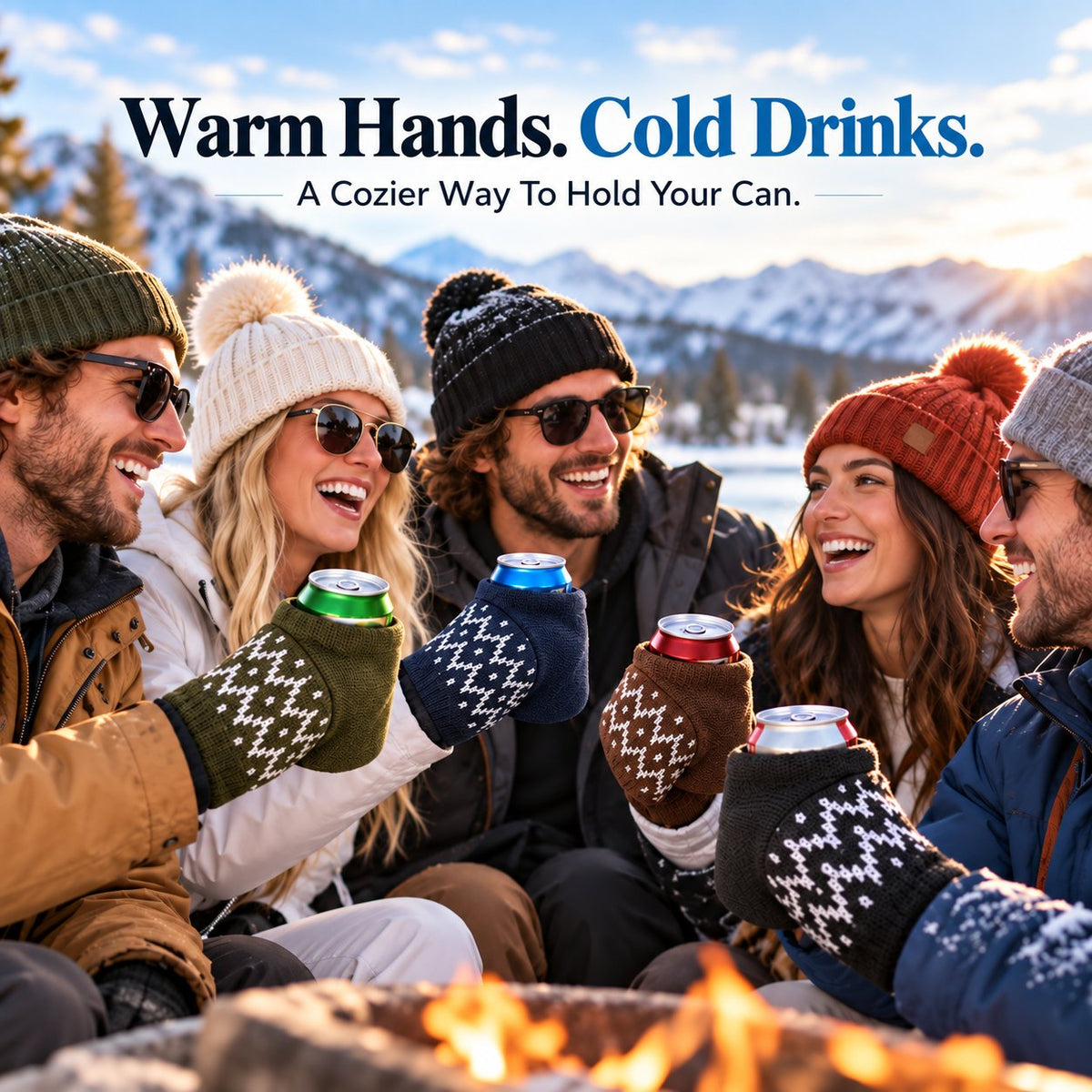 🧤🍻Knitted Insulated Beer Can Glove Mittens – Warm Hands, Cold Drinks