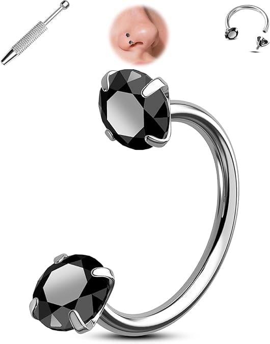 💎Hufeisenförmiger Nasenring – innenverschraubt und komfortabe