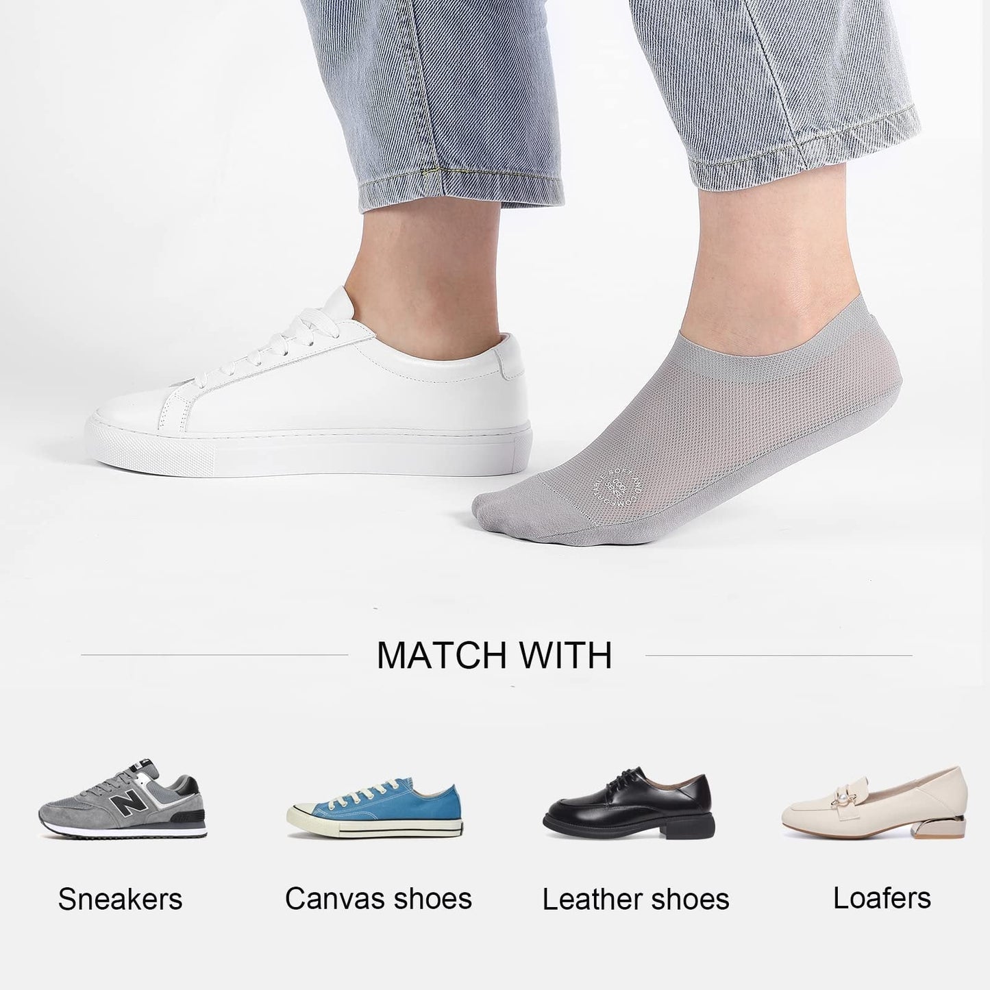🔥 3er-Pack unsichtbare Socken mit rutschfester Sohle 🧦 – Atmungsaktiv, niedrig geschnitten, rutschfest und schweißabsorbierend