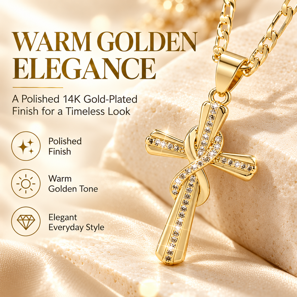 ✝️✨14K Gold-Plated Cross Pendant Necklace – Faith-Inspired Jewelry