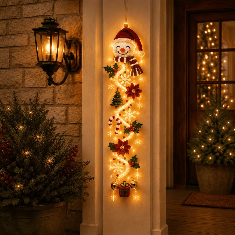🎄🎅 Light-Up Christmas Door Hanger | 6 festive illuminated designs casting a warm glow, featuring 3D details and a space-saving vertical profile ✨