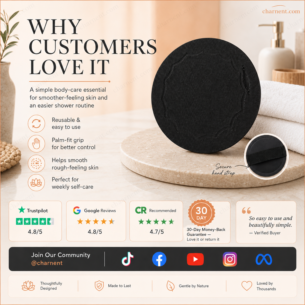 🚿🧽 Soft rubber bath brush – Gentle yet effective at removing dead skin cells and cleansing all skin types