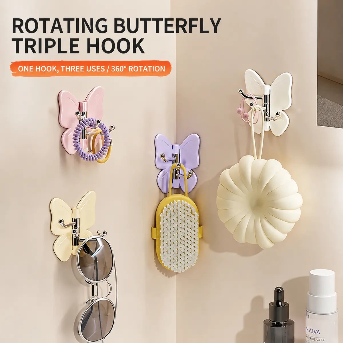 🔥Last day of 50% off – 🦋Drill-free rotating butterfly hooks (4-pack)