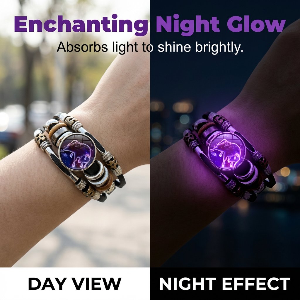 🌌 Trag dein Schicksal: Das Lederarmband mit den 12 Sternzeichen 🌌