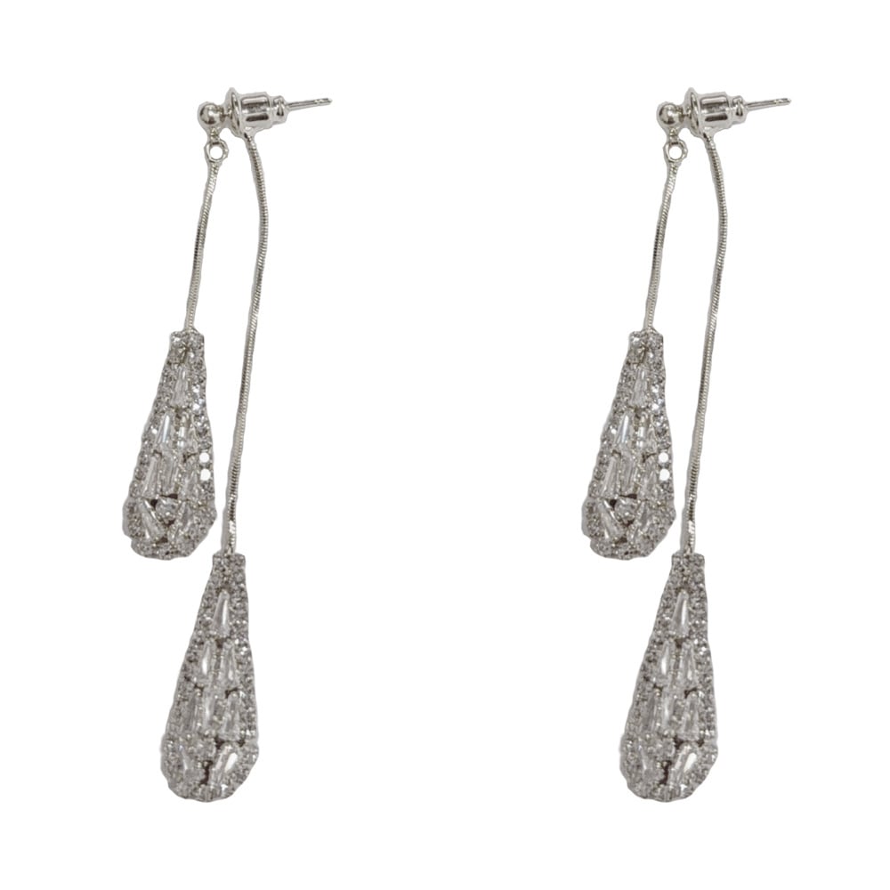 💎Elegant Zircon Two-Way Teardrop Tassel Earrings for Women