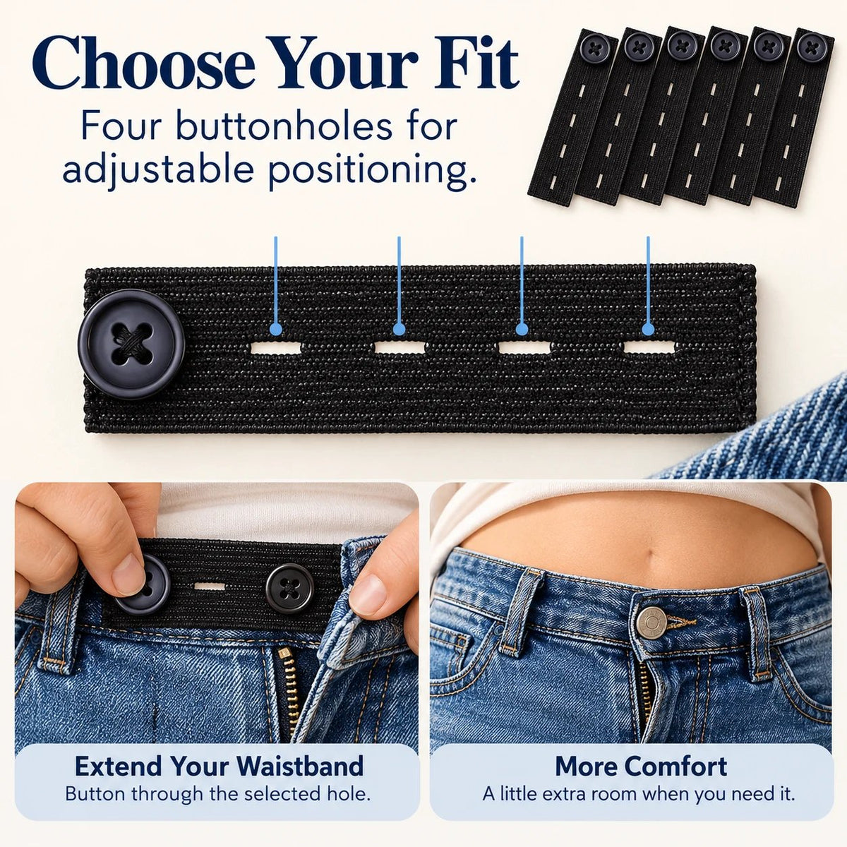 👖  Buttons for extending the elasticated waistband – Adjustable comfort