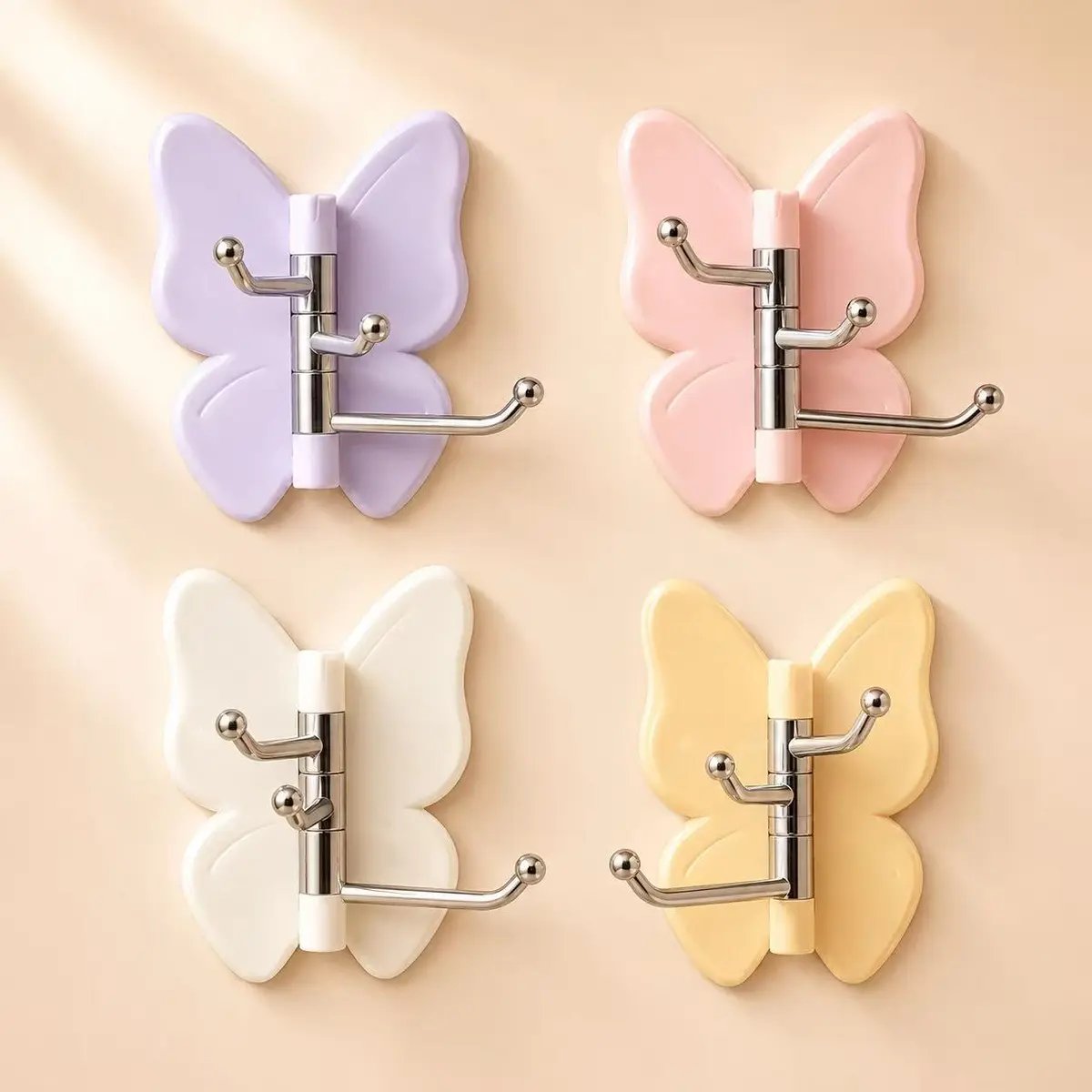 🔥Last day of 50% off – 🦋Drill-free rotating butterfly hooks (4-pack)