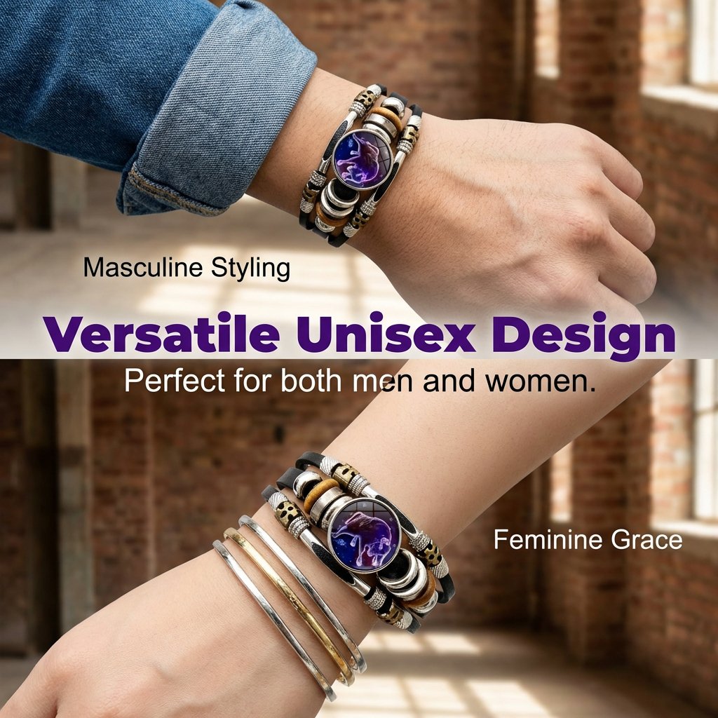 🌌 Trag dein Schicksal: Das Lederarmband mit den 12 Sternzeichen 🌌