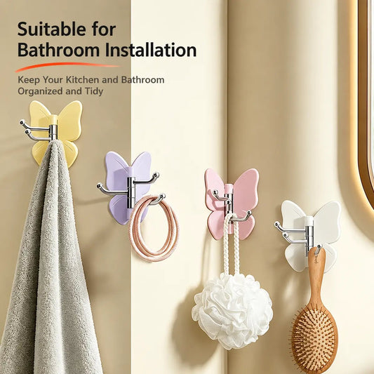 🔥Last day of 50% off – 🦋Drill-free rotating butterfly hooks (4-pack)