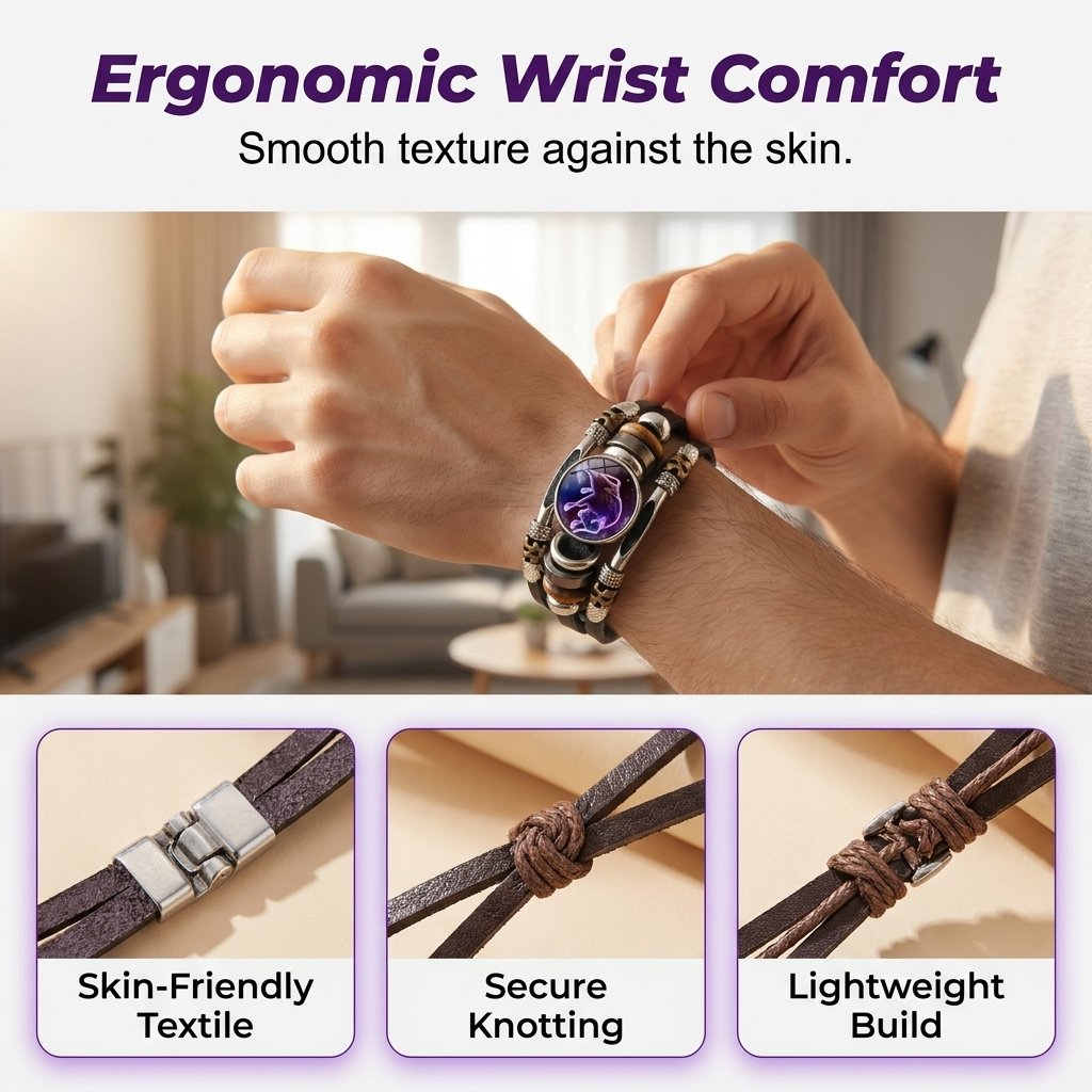 🌌 Trag dein Schicksal: Das Lederarmband mit den 12 Sternzeichen 🌌