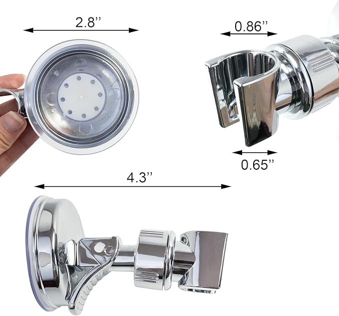 Adjustable Shower Head Holder - Removable Shower Head Holder with Suction Cup - No Drilling Shower Head Holder