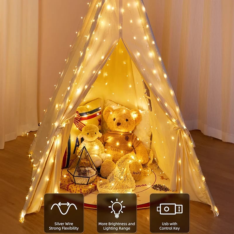 ✨ Remote Controlled LED Curtain Fairy Lights | 9.8×9.8ft