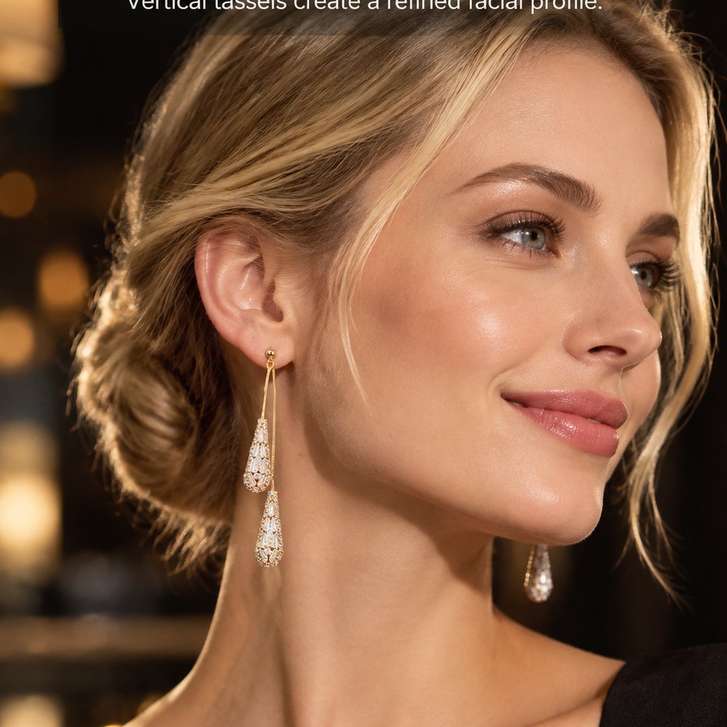 💎Elegant Zircon Two-Way Teardrop Tassel Earrings for Women