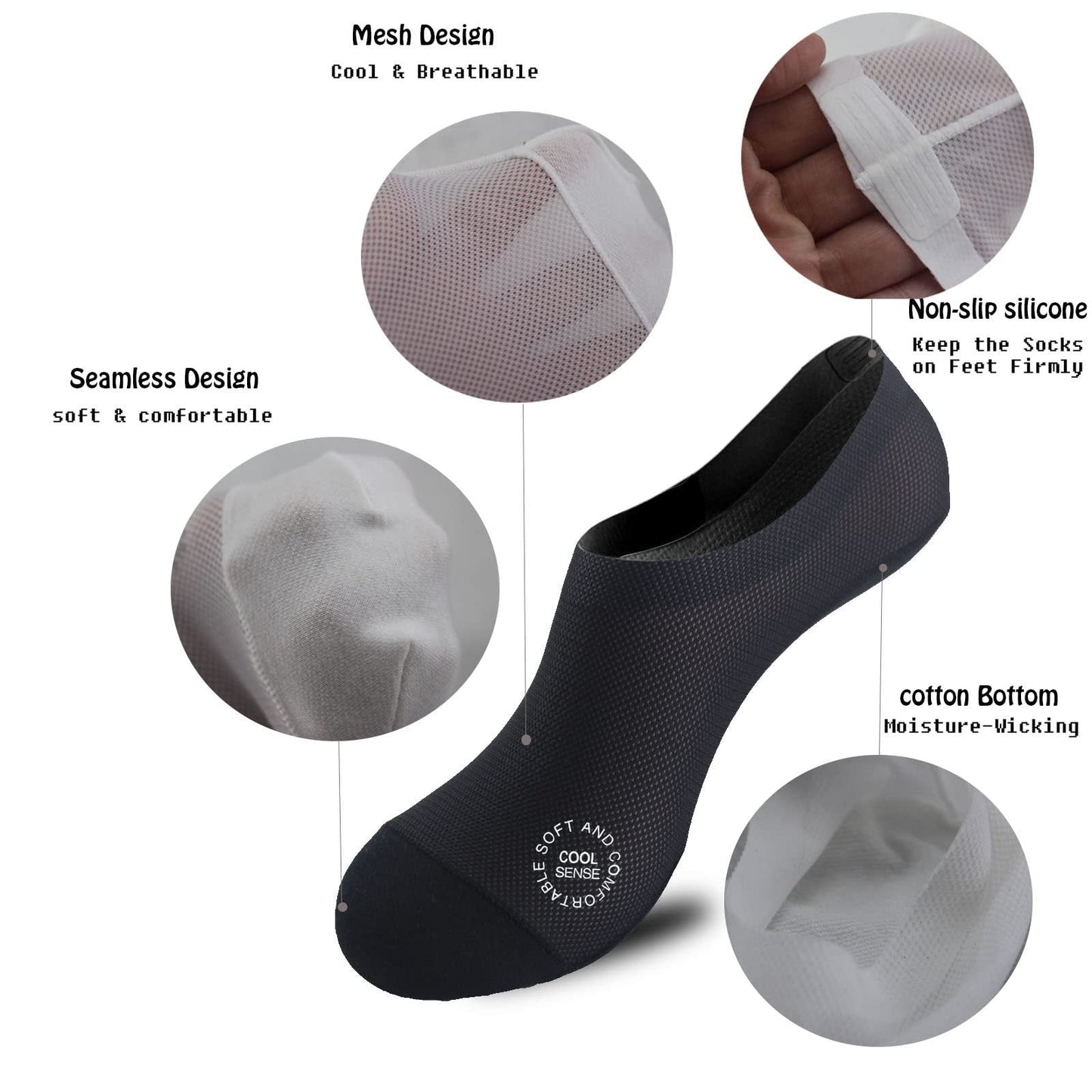 🔥 3er-Pack unsichtbare Socken mit rutschfester Sohle 🧦 – Atmungsaktiv, niedrig geschnitten, rutschfest und schweißabsorbierend