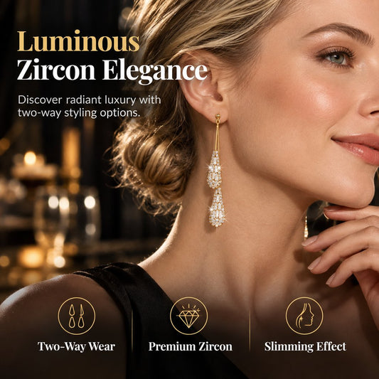 💎Elegant Zircon Two-Way Teardrop Tassel Earrings for Women