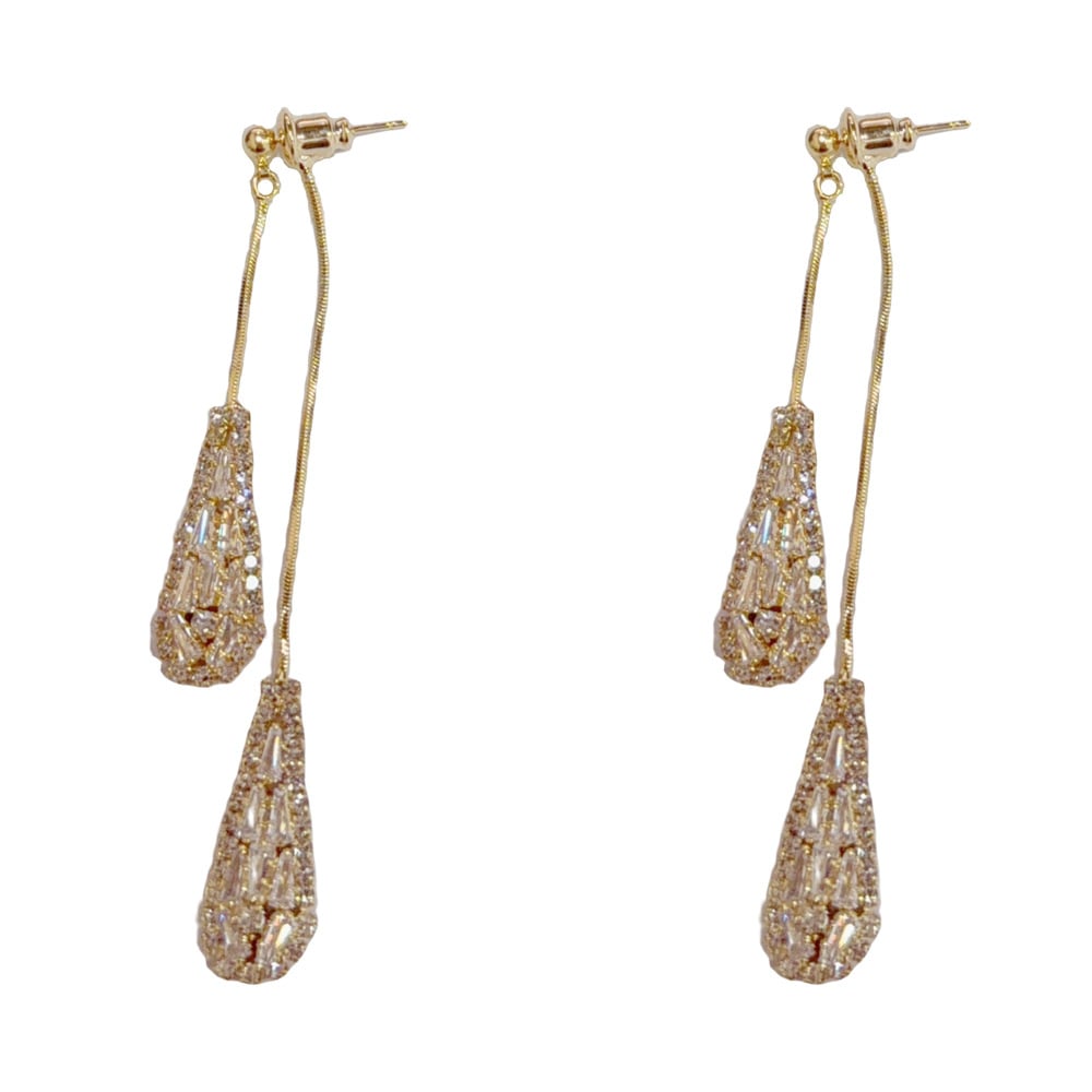 💎Elegant Zircon Two-Way Teardrop Tassel Earrings for Women
