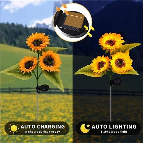 🌻☀️ Wasserdichte Solarlampen – Realistische Blütenblätter, wetterfest (IP65) und leuchten automatisch 8–12 Stunden lang ☀️🌻