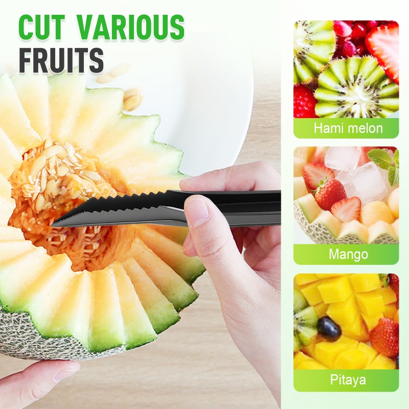 Spiral and V-tool duo for fruit decoration