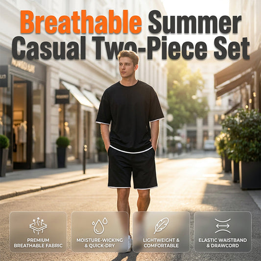 🎉 Limited-time 50% off! 👕 Men's Waffle Knit T-shirt and Shorts Set – Cool and comfortable fabric, loose fit design 💙