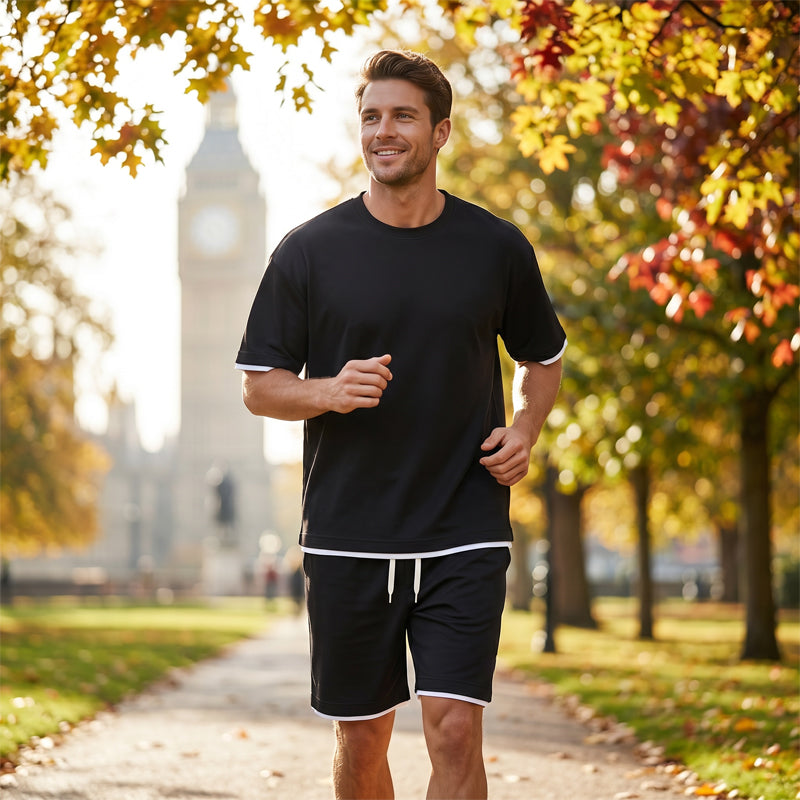 🎉 Limited-time 50% off! 👕 Men's Waffle Knit T-shirt and Shorts Set – Cool and comfortable fabric, loose fit design 💙