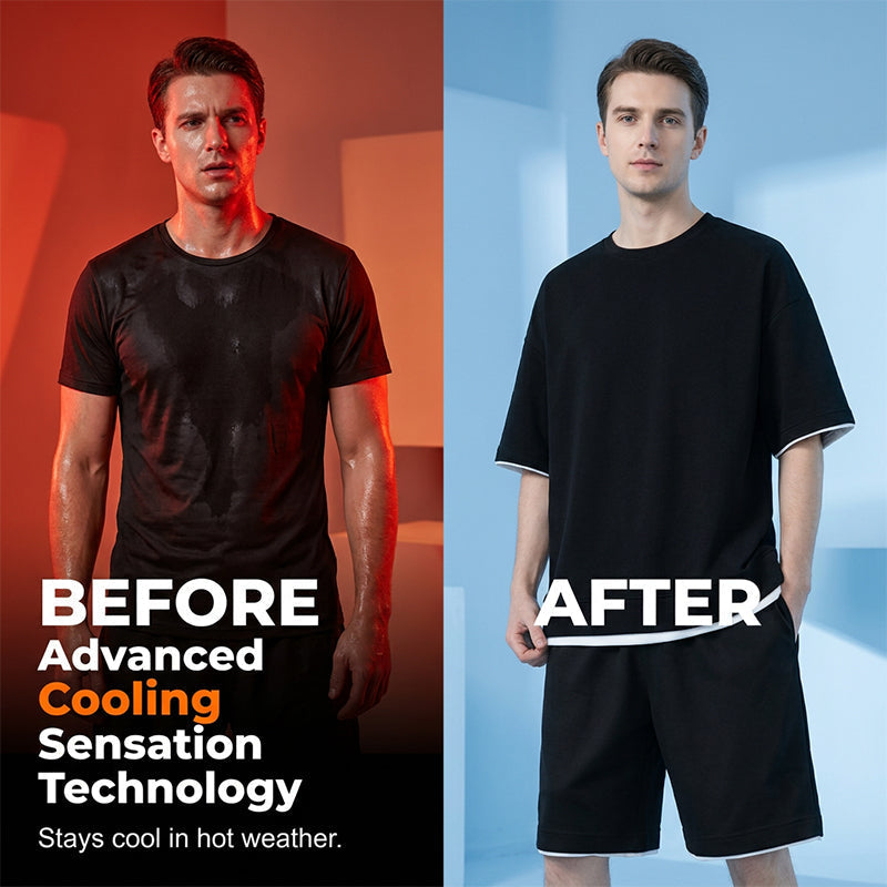 🎉 Limited-time 50% off! 👕 Men's Waffle Knit T-shirt and Shorts Set – Cool and comfortable fabric, loose fit design 💙