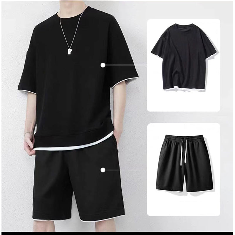 🎉 Limited-time 50% off! 👕 Men's Waffle Knit T-shirt and Shorts Set – Cool and comfortable fabric, loose fit design 💙