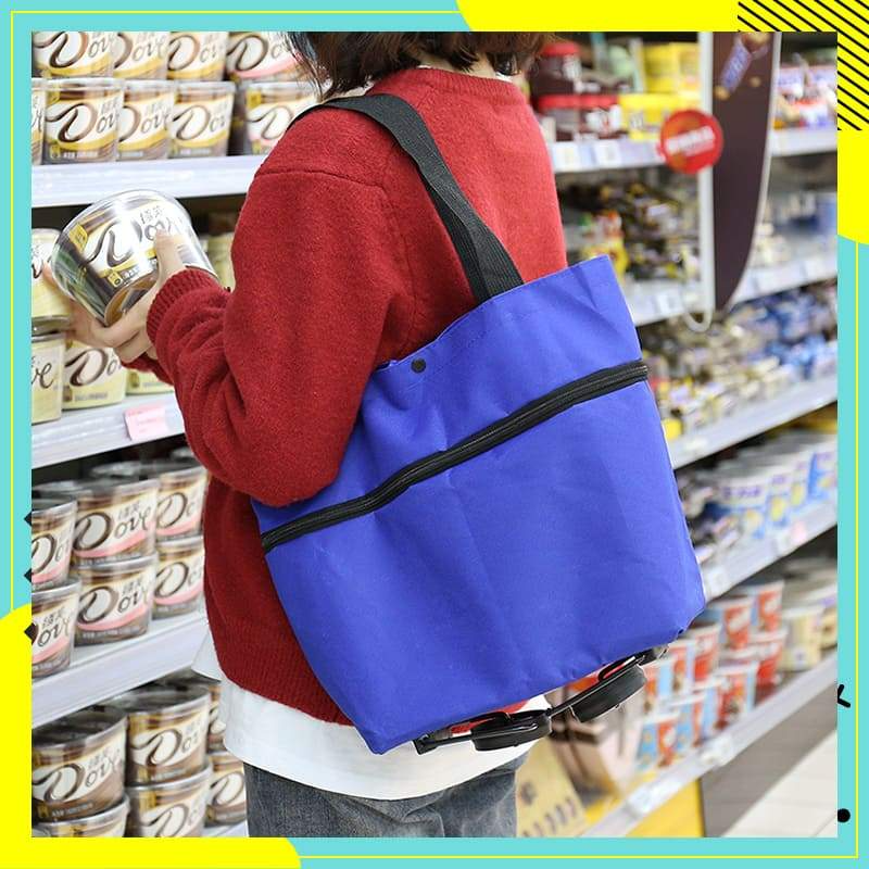 Foldable shopping bag on wheels