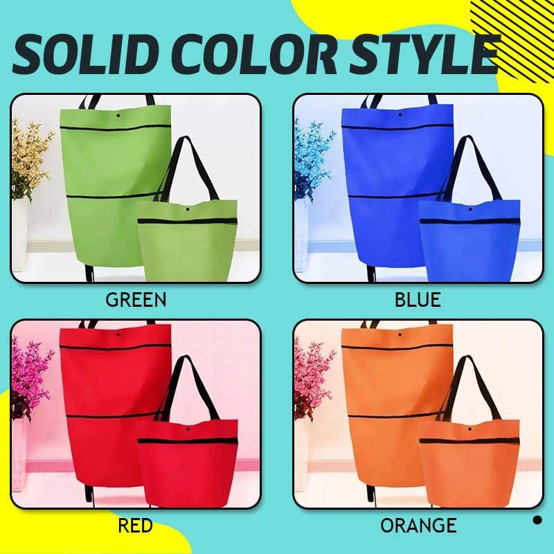 Foldable shopping bag on wheels