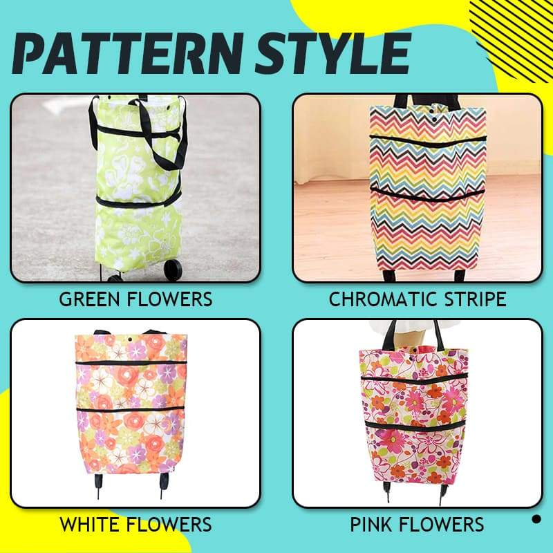 Foldable shopping bag on wheels